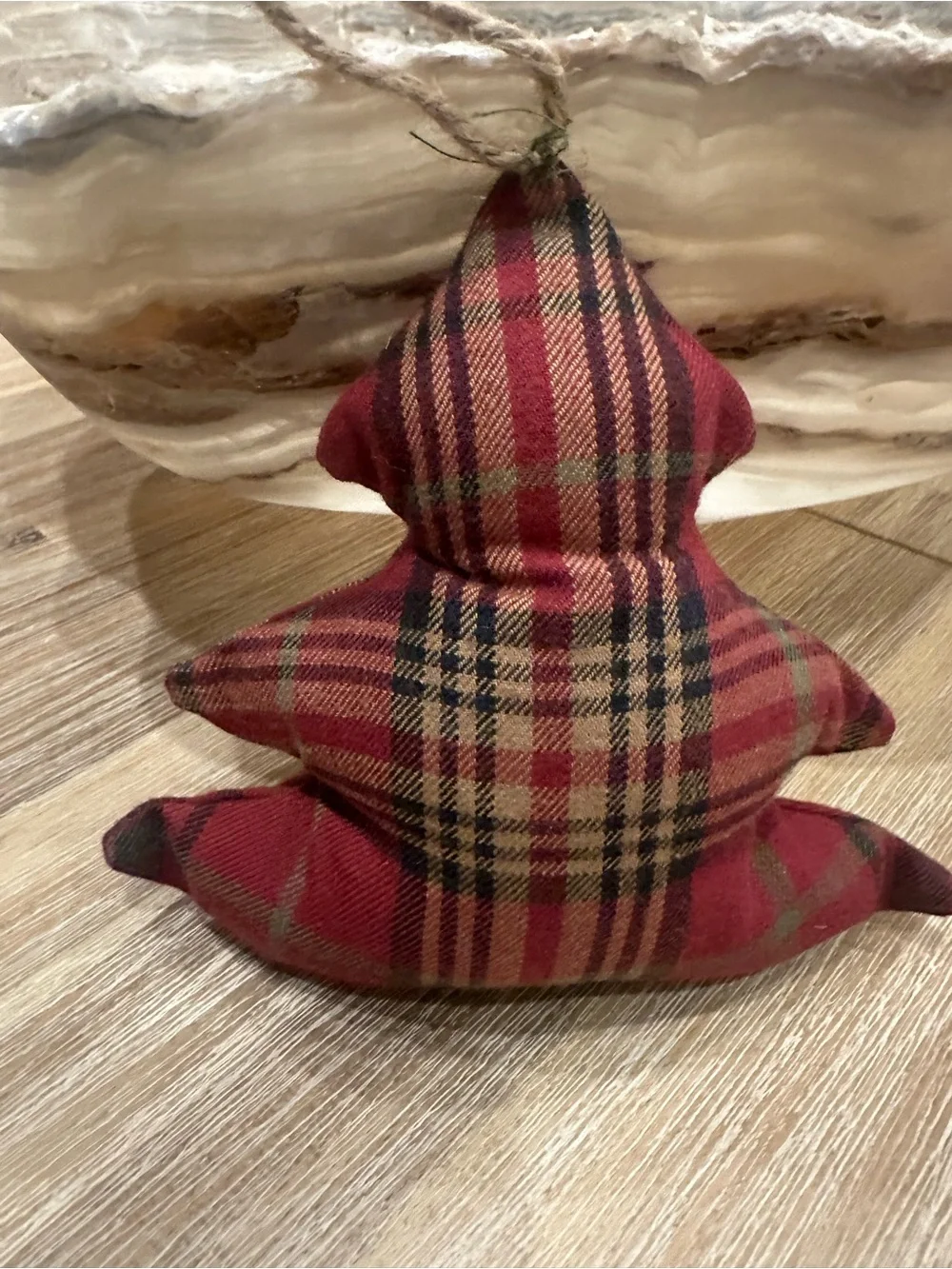 Set of 2 Custom Plaid Christmas Tree Ornaments Vintage Ralph Lauren Fabric 5”